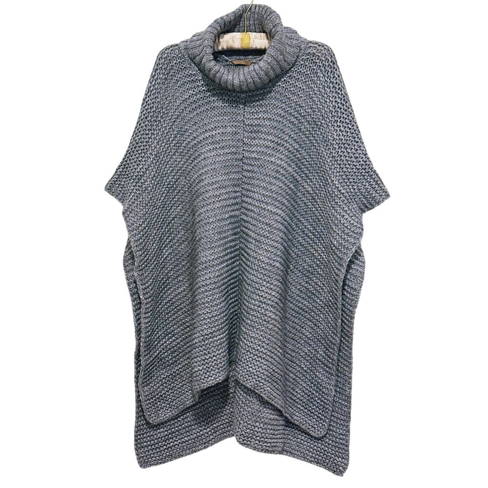 UGG Chunky Knit Turtleneck Poncho Cape Oversized Shawl One Size Grey Cozy Lagen